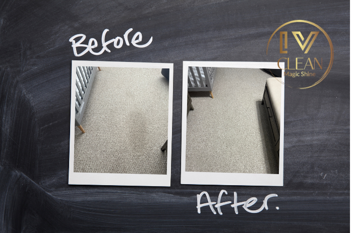 Before and after carpet cleaning - bedroom area