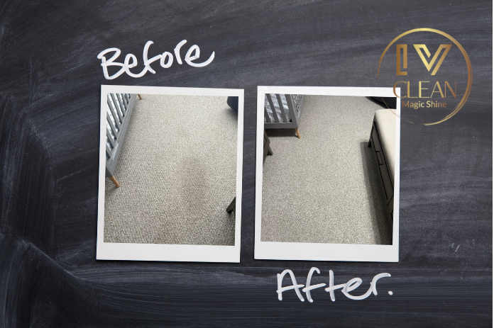 Before and after stain removal - white carpet