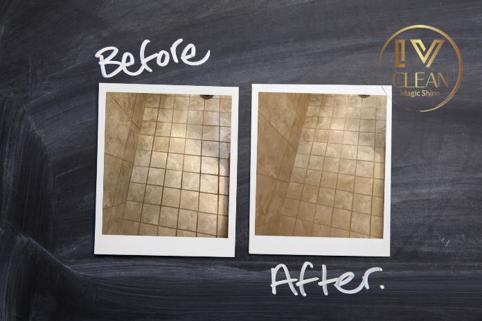 Before and after tile and grout cleaning