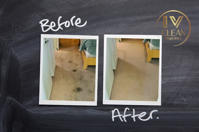 Before and after hallway carpet cleaning